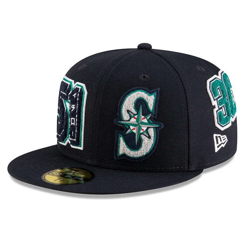 Men's  New Era Ichiro Suzuki Navy Seattle Mariners 2025 Baseball Hall of Fame Patched 59FIFTY Fitted Hat