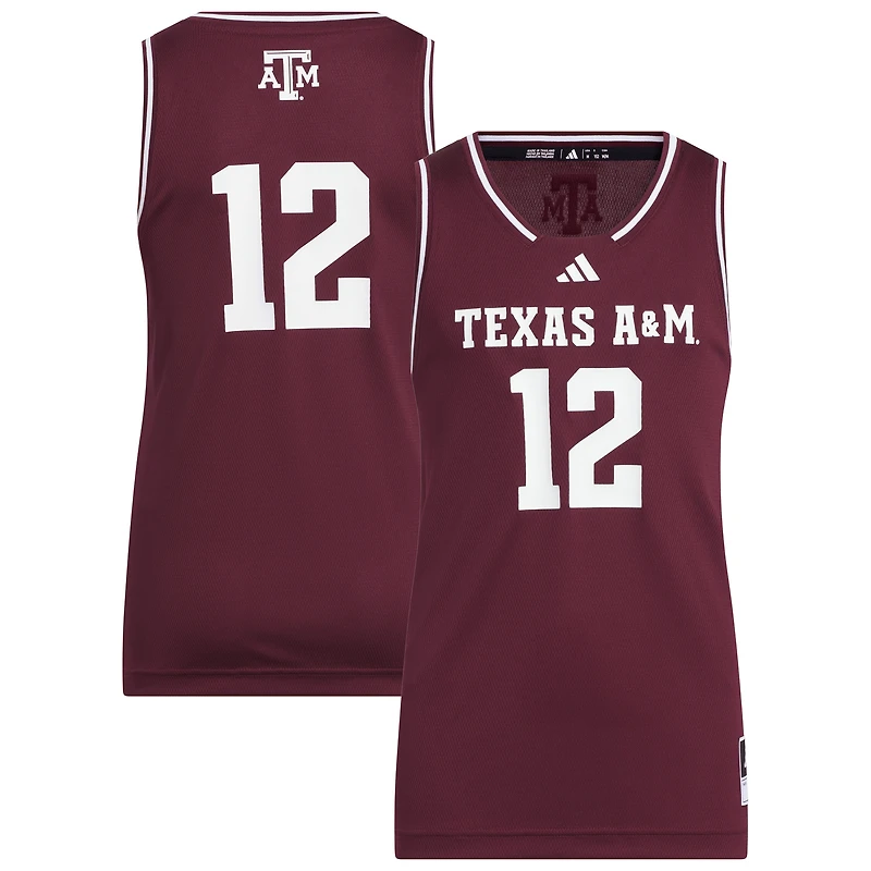 Youth adidas #12 Maroon Texas A&M Aggies Replica Swingman Jersey