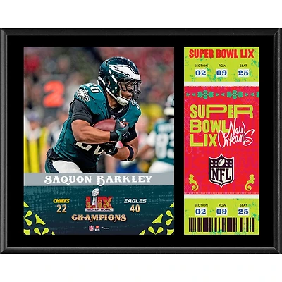 Saquon Barkley Philadelphia Eagles Super Bowl LIX Champions 12'' x 15'' Sublimated Plaque with Replica Ticket