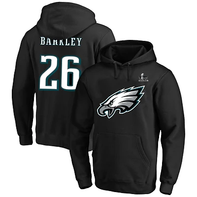 Men's Fanatics Saquon Barkley Black Philadelphia Eagles Super Bowl LIX Big & Tall Name & Number Pullover Hoodie