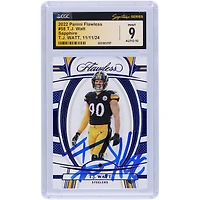 T.J. Watt Pittsburgh Steelers Autographed 2022 Panini Flawless Sapphire #58 #/15 CGC Fanatics Witnessed Authenticated 9/10 Card