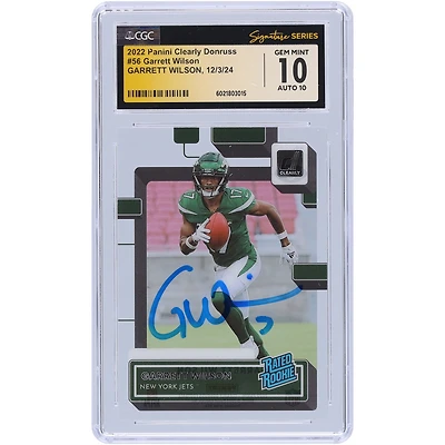 Garrett Wilson New York Jets Autographed 2022 Panini Clearly Donruss #56 CGC Fanatics Witnessed Authenticated 10/10 Rookie Card