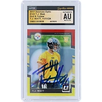 T.J. Watt Pittsburgh Steelers Autographed 2017 Panini Donruss Optic Red & Yellow #122 CGC Fanatics Witnessed Authenticated Auto 10 Rookie Card