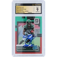 Breece Hall New York Jets Autographed 2022 Panini Donruss Red & Green Optic Preview #P-314 CGC Fanatics Witnessed Authenticated 9/10 Rookie Card