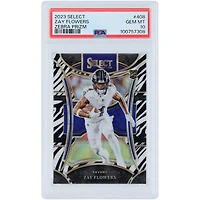 Zay Flowers Baltimore Ravens 2023 Panini Select Zebra Prizm #408 PSA Authenticated 10 Rookie Card