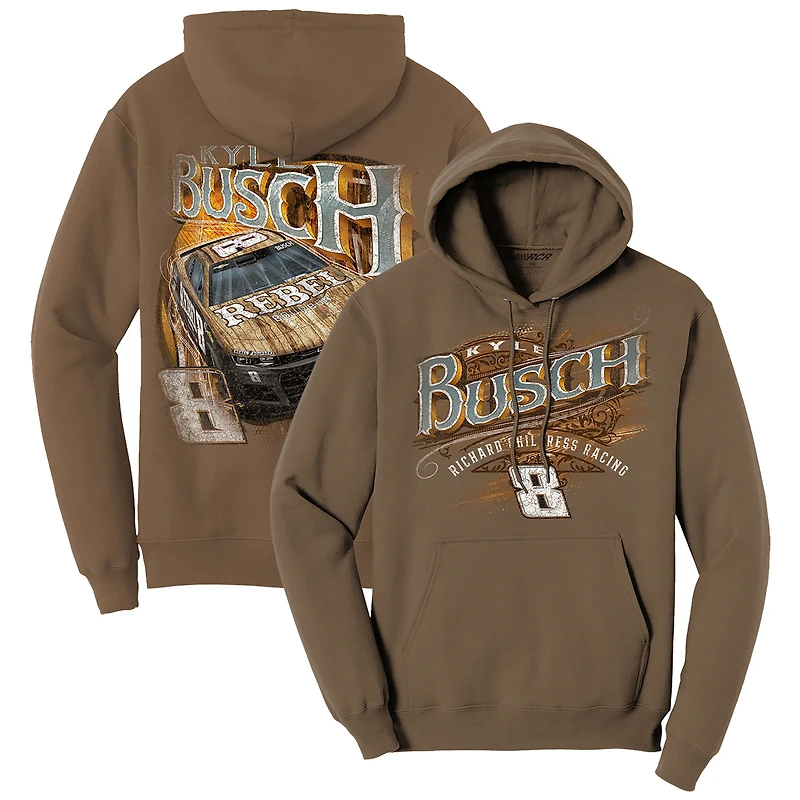 Men's Richard Childress Racing Team Collection Brown Kyle Busch Rebel Bourbon Pullover Hoodie