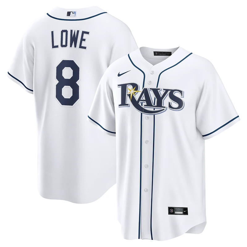 Men's Nike Brandon Lowe White Tampa Bay Rays Home Replica Jersey