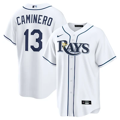 Men's Nike Junior Caminero White Tampa Bay Rays Home Replica Jersey