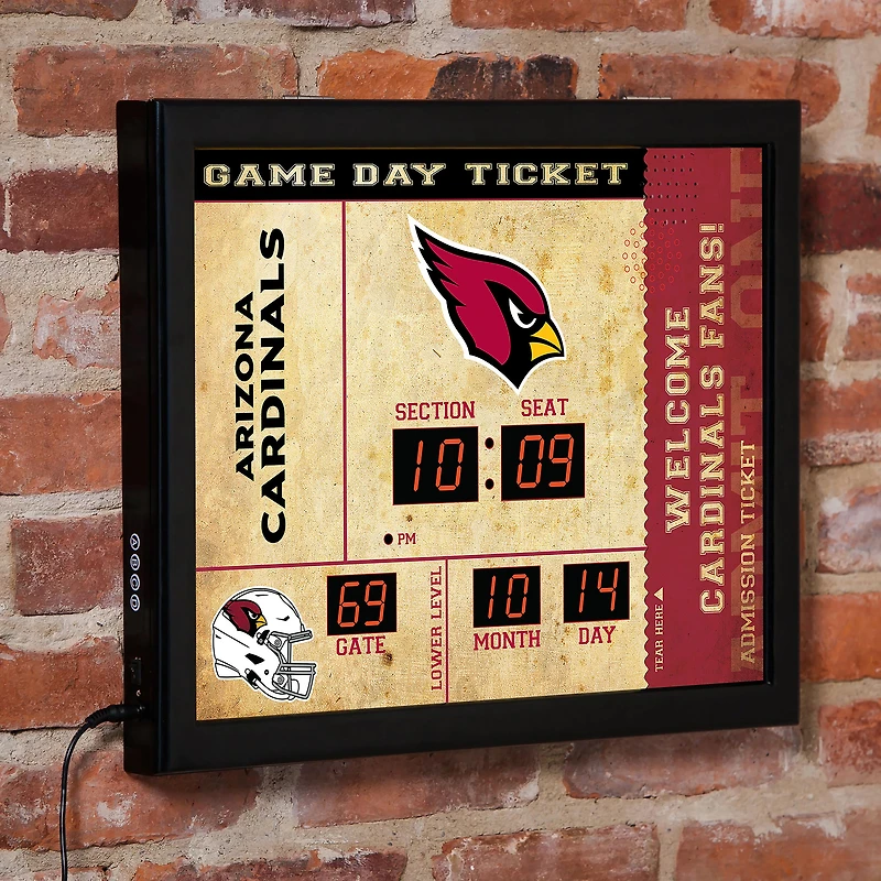 Arizona Cardinals 15" x 19" Bluetooth Scoreboard Wall Clock