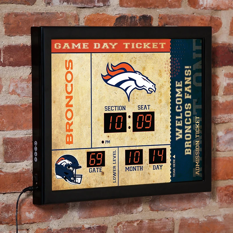 Denver Broncos 15" x 19" Bluetooth Scoreboard Wall Clock