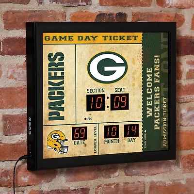 Green Bay Packers 15" x 19" Bluetooth Scoreboard Wall Clock