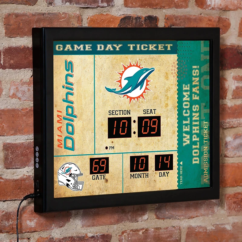 Miami Dolphins 15" x 19" Bluetooth Scoreboard Wall Clock