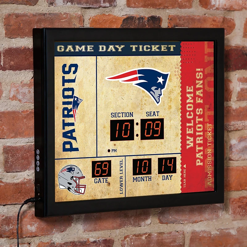 New England Patriots 15" x 19" Bluetooth Scoreboard Wall Clock