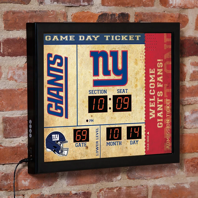 New York Giants 15" x 19" Bluetooth Scoreboard Wall Clock