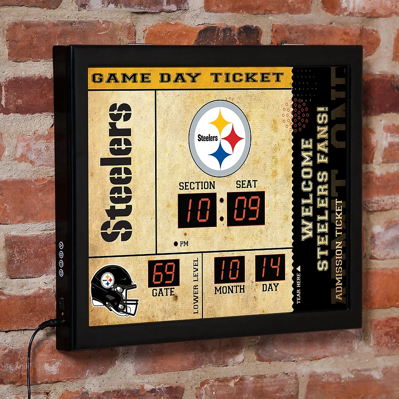 Pittsburgh Steelers 15" x 19" Bluetooth Scoreboard Wall Clock