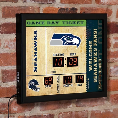 Seattle Seahawks 15" x 19" Bluetooth Scoreboard Wall Clock