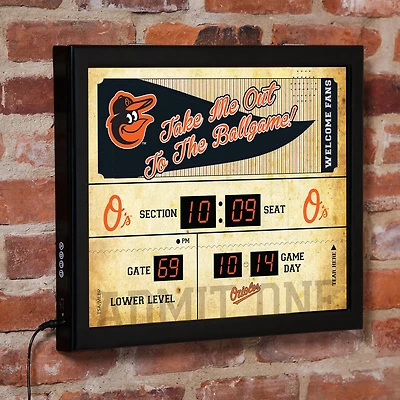 Baltimore Orioles 15" x 19" Bluetooth Scoreboard Wall Clock