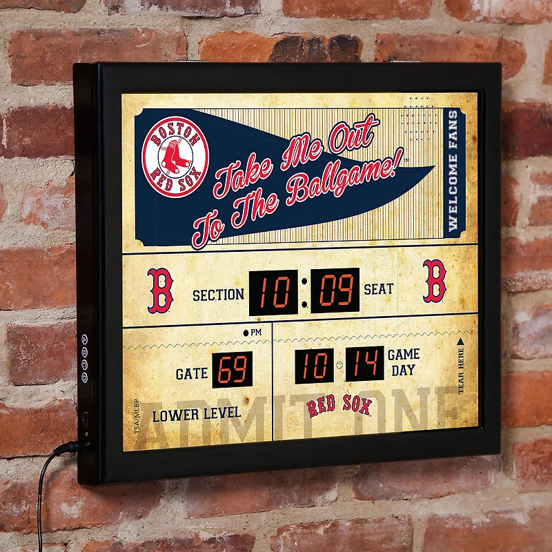 Boston Red Sox 15" x 19" Bluetooth Scoreboard Wall Clock