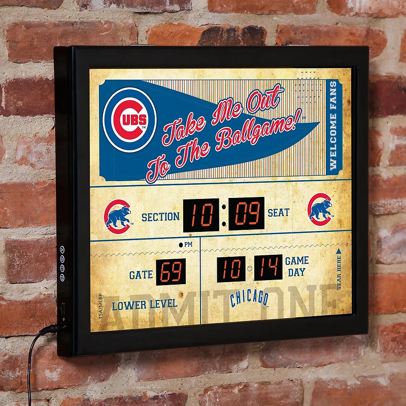 Chicago Cubs 15" x 19" Bluetooth Scoreboard Wall Clock