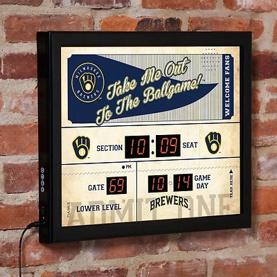 Milwaukee Brewers 15" x 19" Bluetooth Scoreboard Wall Clock