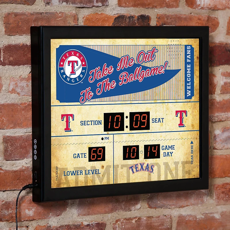 Texas Rangers 15" x 19" Bluetooth Scoreboard Wall Clock
