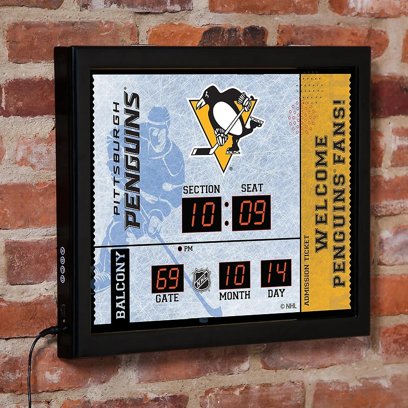 Pittsburgh Penguins 15" x 19" Bluetooth Scoreboard Wall Clock