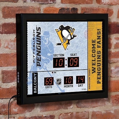 Pittsburgh Penguins 15" x 19" Bluetooth Scoreboard Wall Clock
