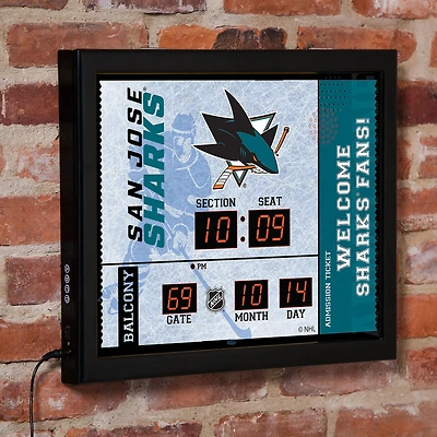 San Jose Sharks 15" x 19" Bluetooth Scoreboard Wall Clock