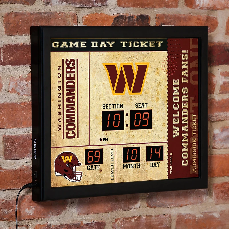 Washington Commanders 15" x 19" Bluetooth Scoreboard Wall Clock