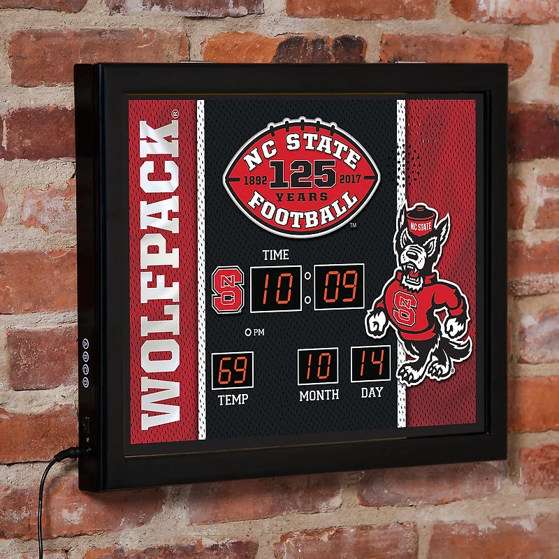 NC State Wolfpack 15" x 19" Bluetooth Scoreboard Wall Clock