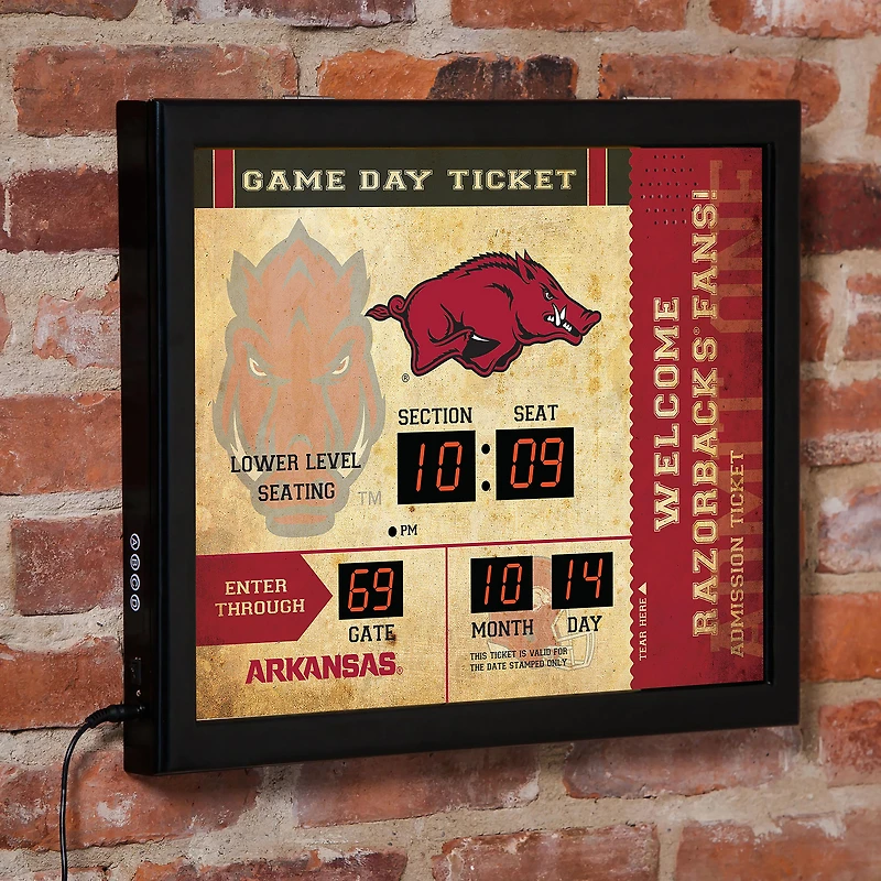 Arkansas Razorbacks 15" x 19" Bluetooth Scoreboard Wall Clock