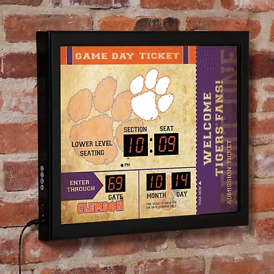 Clemson Tigers 15" x 19" Bluetooth Scoreboard Wall Clock