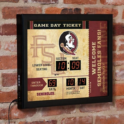 Florida State Seminoles 15" x 19" Bluetooth Scoreboard Wall Clock