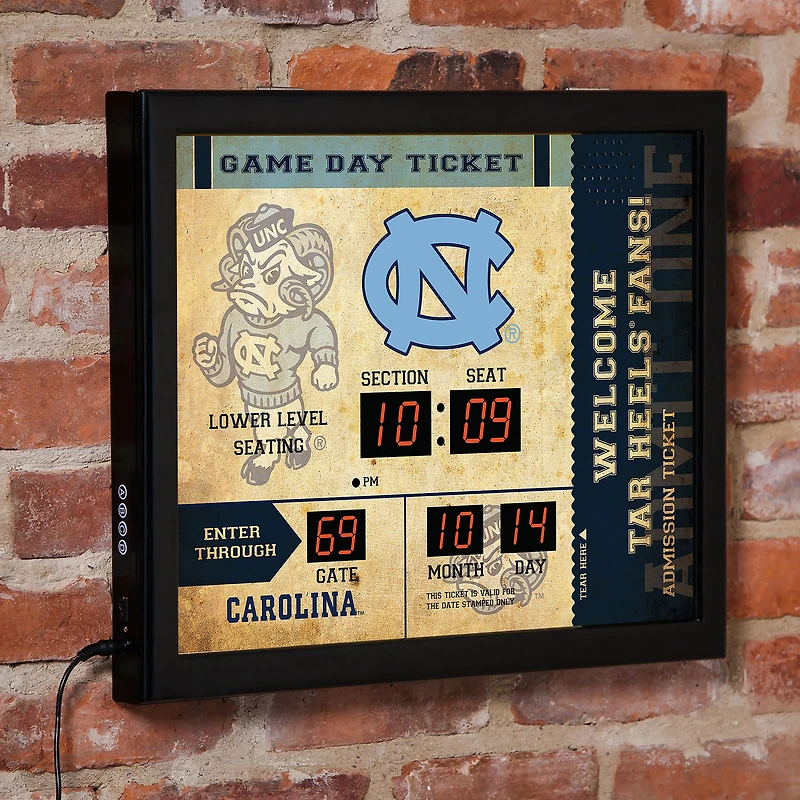 North Carolina Tar Heels 15" x 19" Bluetooth Scoreboard Wall Clock