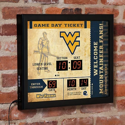 West Virginia Mountaineers 15" x 19" Bluetooth Scoreboard Wall Clock