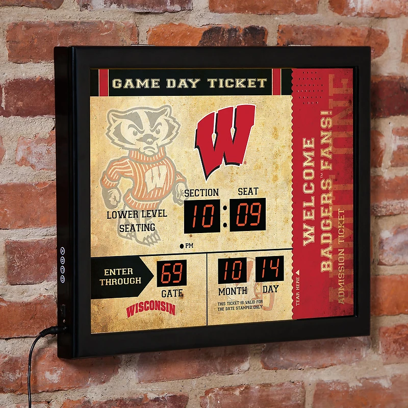 Wisconsin Badgers 15" x 19" Bluetooth Scoreboard Wall Clock