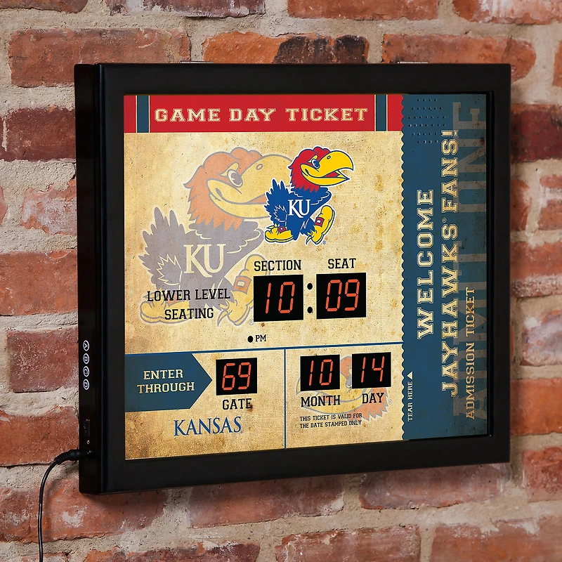 Kansas Jayhawks 15" x 19" Bluetooth Scoreboard Wall Clock