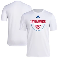 Men's adidas White Kansas Jayhawks Basketball Practice Net Arch Pregame T-Shirt