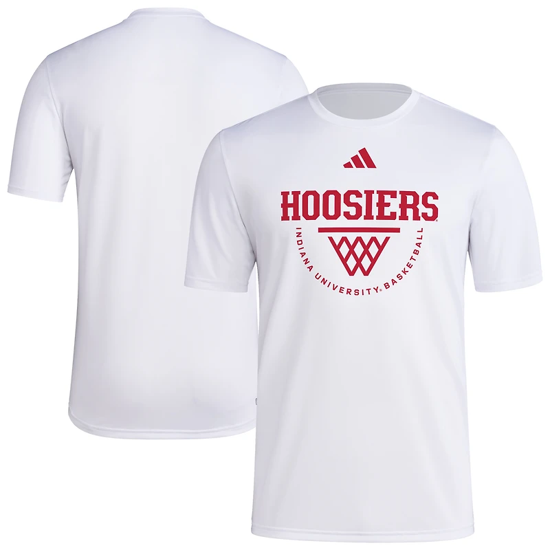 Men's adidas White Indiana Hoosiers Basketball Practice Net Arch Pregame T-Shirt
