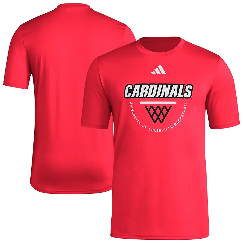 Men's adidas Red Louisville Cardinals Basketball Practice Net Arch Pregame T-Shirt