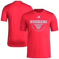 Men's adidas Scarlet Nebraska Huskers Basketball Practice Net Arch Pregame T-Shirt