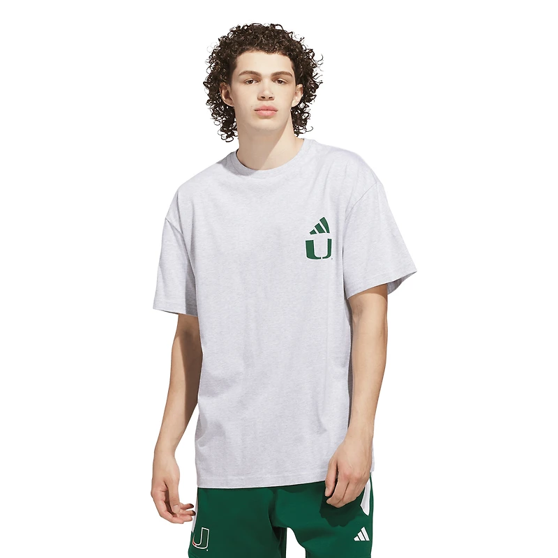 Men's adidas Gray Miami Hurricanes Off-Court T-Shirt