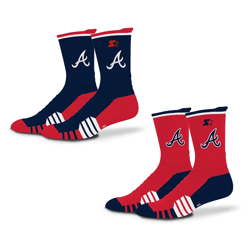 Unisex Starter  Navy/Red Atlanta Braves Breakaway Crew Sock 2 Pack