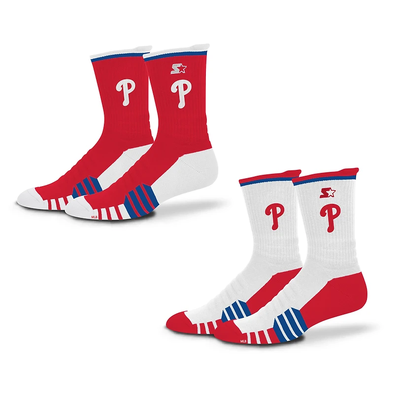 Unisex Starter  Red/White Philadelphia Phillies Breakaway Crew Sock 2 Pack
