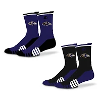 Unisex Starter  Purple/Black Baltimore Ravens Breakaway Crew Sock 2 Pack