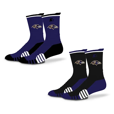 Unisex Starter  Purple/Black Baltimore Ravens Breakaway Crew Sock 2 Pack