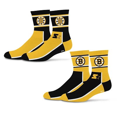 Unisex Starter  Black/Gold Boston Bruins Double Color Block 2-Pack Mid-Crew Socks