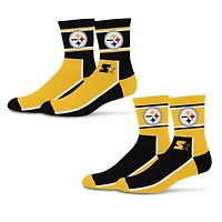 Unisex Starter  Black/Gold Pittsburgh Steelers Double Color Block 2-Pack Mid-Crew Socks