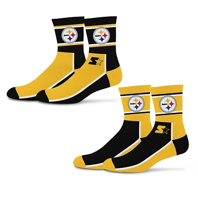 Unisex Starter  Black/Gold Pittsburgh Steelers Double Color Block 2-Pack Mid-Crew Socks