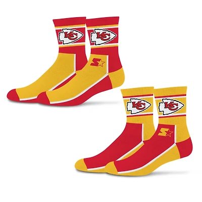 Unisex Starter  Red/Gold Kansas City Chiefs Double Color Block 2-Pack Mid-Crew Socks